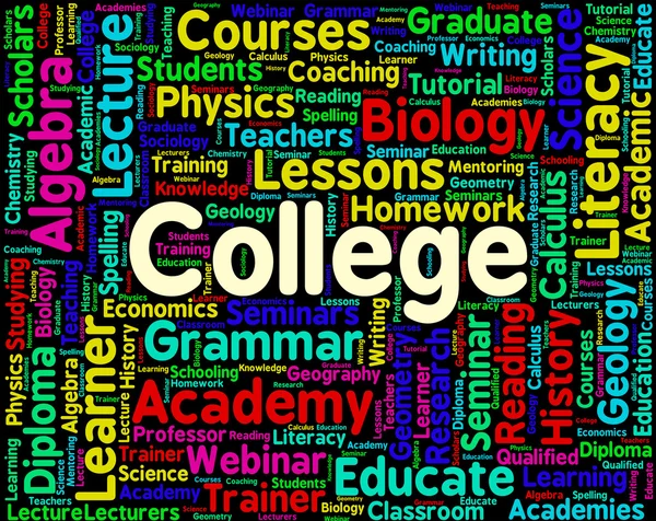 College Word Shows Université Mots et Universités — Photo