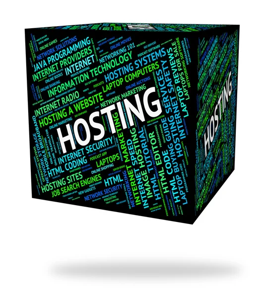 Hosting woord betekent tekst Webhosting en Computer — Stockfoto
