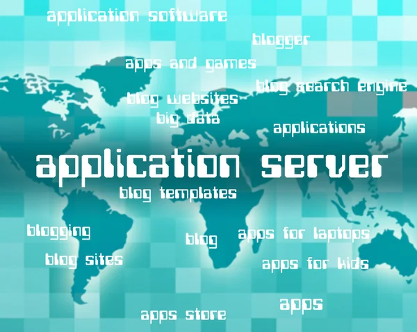 Servidor de aplicaciones significa programas de texto y servidores —  Fotos de Stock