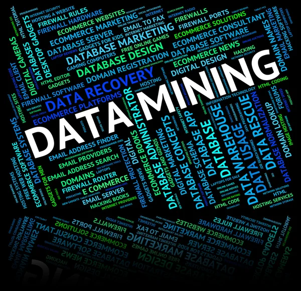 Data Mining Mostra Miniere Parola e Minato — Foto Stock