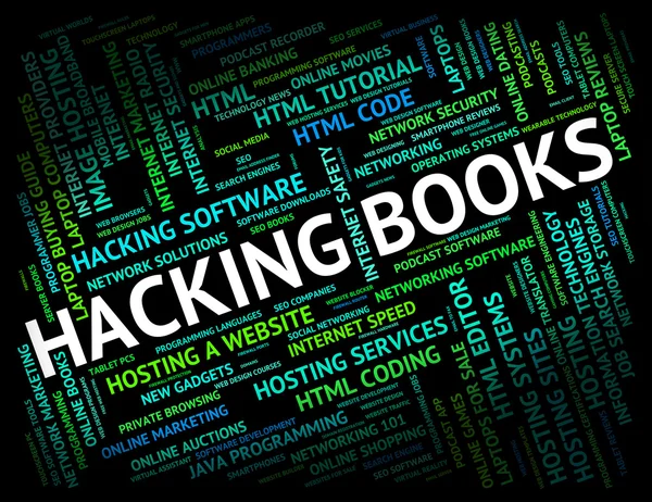 Hacking Books Representa o vírus Hackers e Ficção — Fotografia de Stock