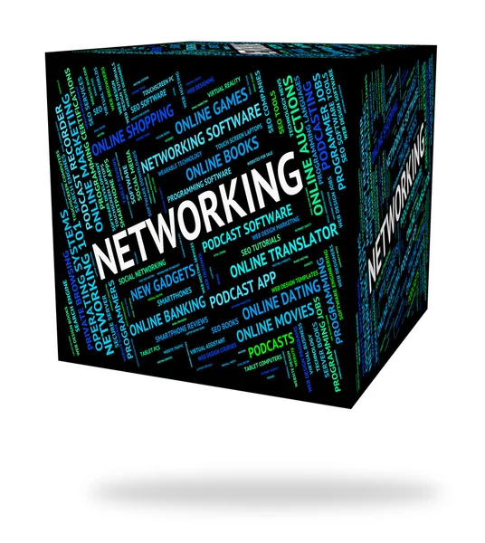 Networking Word rappresenta il computer online e la connessione — Foto Stock