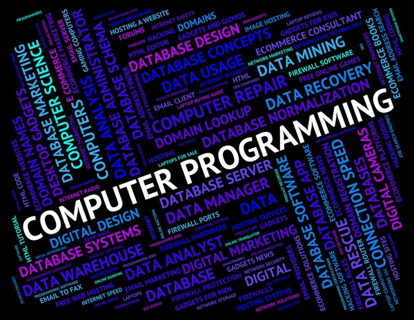 컴퓨터 프로그래밍은 소프트웨어 설계 및 응용 프로그램을 나타냅니다. — 스톡 사진