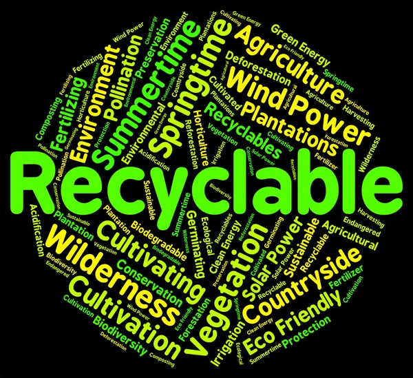 Recyclable Word Shows Eco Friendly And Recycle — Stock Photo, Image