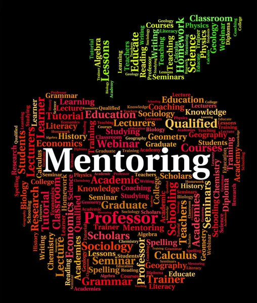Mentoring Word Indicates Consultant Guide and Confidants — стоковое фото