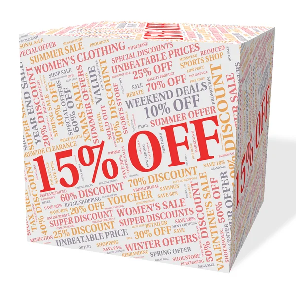 Fifteen Percent Off Represents Cheap Promotion And Sale — Stock Photo, Image