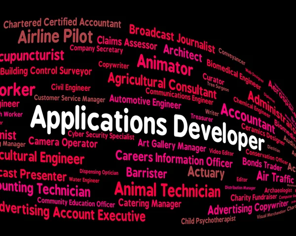 Toepassingen ontwikkelaar toont programma carrière en software — Stockfoto