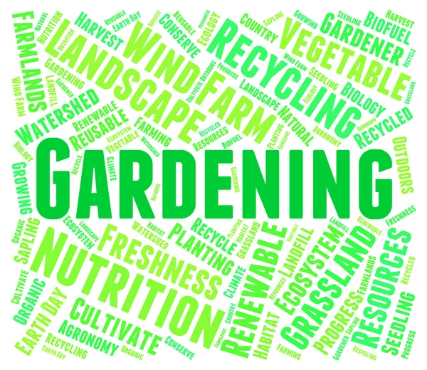 Jardinagem palavra significa gramado ao ar livre e jardim — Fotografia de Stock
