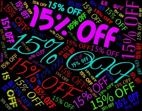Quince por ciento de descuento representa cierre de ventas y promoción — Foto de Stock