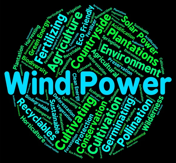Énergie éolienne signifie ressources renouvelables et produire — Photo