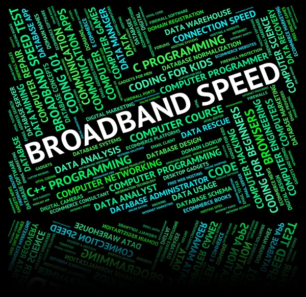 Velocidad de banda ancha muestra World Wide Web and Computer — Foto de Stock