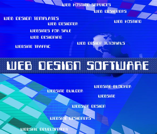 Web designsoftware vertegenwoordigt programmering woorden en netwerk — Stockfoto