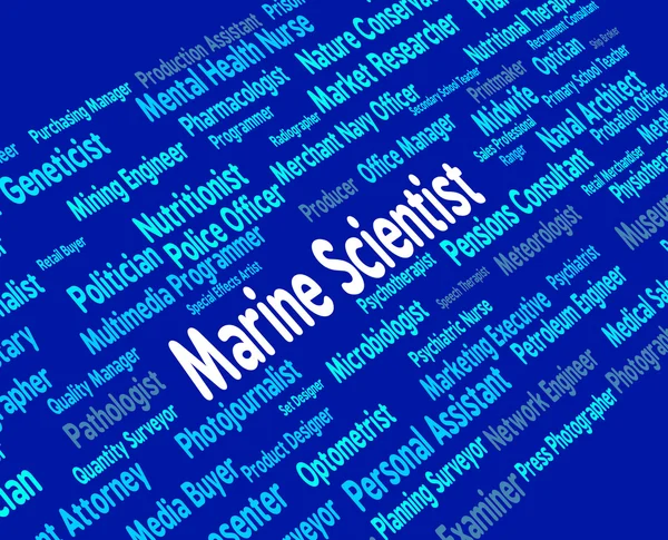 Un scientifique marin montre l'embauche de marins et d'océaniques — Photo