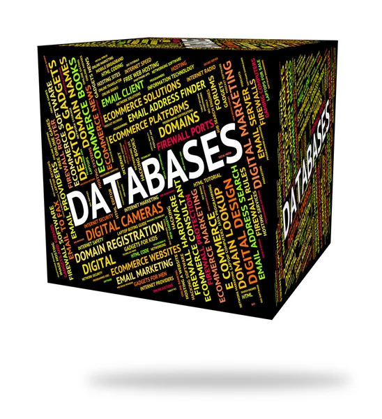 Databases woord geeft aan Info woorden en tekst — Stockfoto