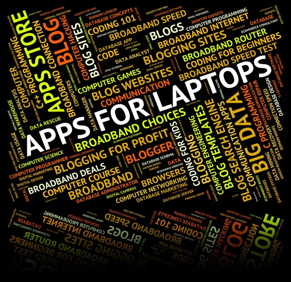 Aplikacje dla laptopów wskazuje aplikacji oprogramowania i procesor — Zdjęcie stockowe