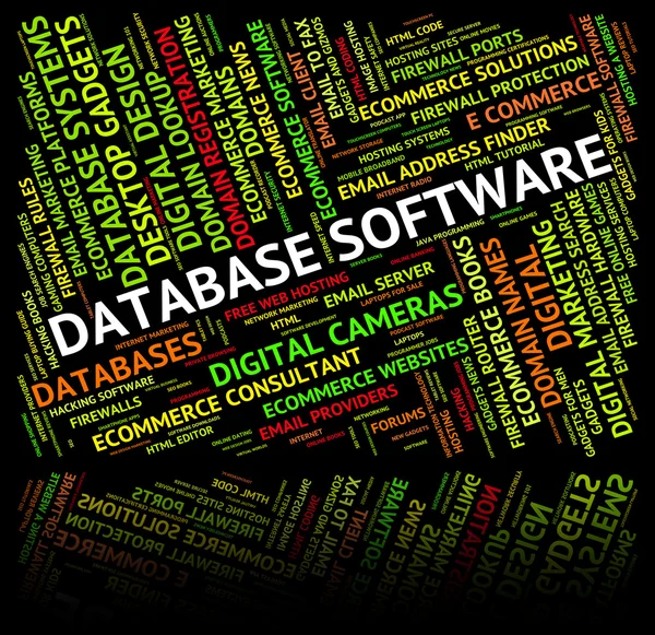 Software de banco de dados significa software gratuito e aplicação — Fotografia de Stock