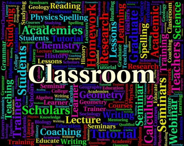 Classroom Word Indicates College Classes And Academies — Stockfoto