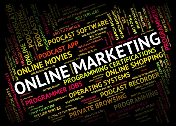 Marketing en línea muestra World Wide Web y promoción —  Fotos de Stock