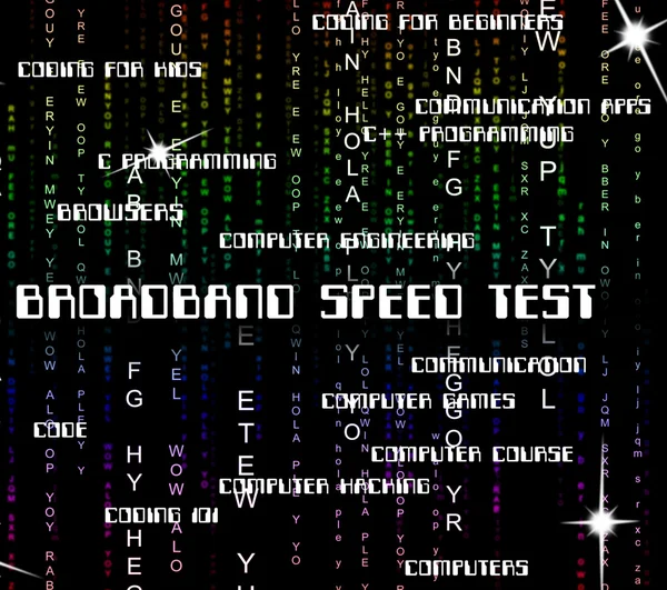 Broadband Speed Test Means World Wide Web And Communicate — ストック写真