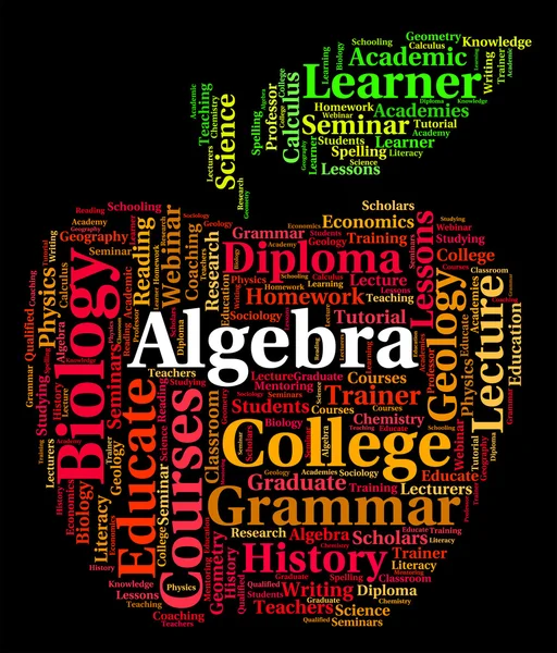 Algebra woord vertegenwoordigt Math breuken en woorden — Stockfoto