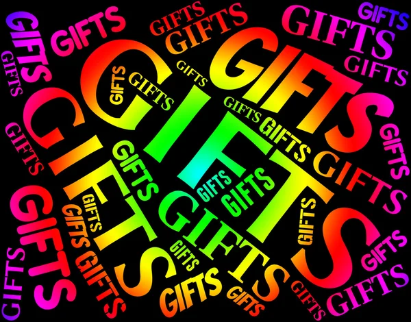 Gifts Word Indicates Present Celebrate And Giftbox — Stock Photo, Image