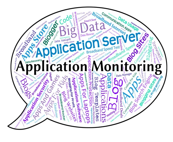 Application Monitoring Shows Words Text And Monitors — Stock Photo, Image