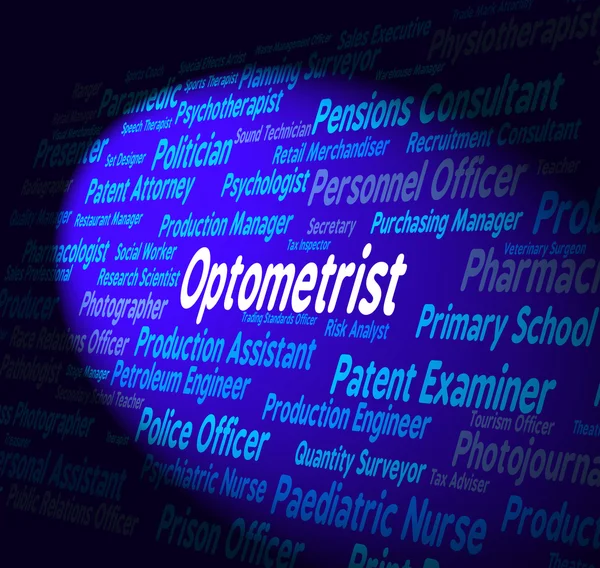 Optometrist δουλειά δείχνει γιατρό μάτι και σταδιοδρομίας — Φωτογραφία Αρχείου