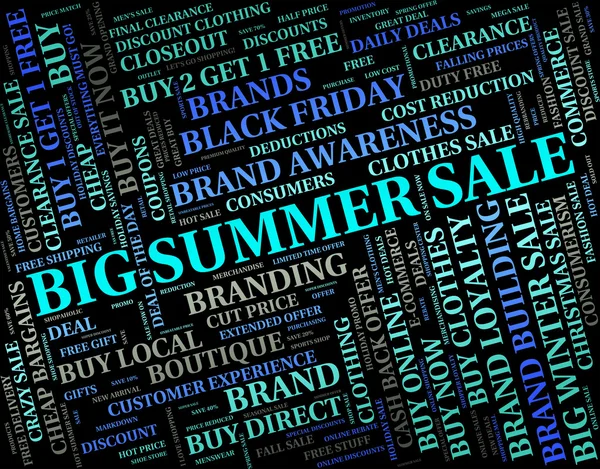 Big Summer Sale Represents Huge Sales And Bargain — Stock Photo, Image