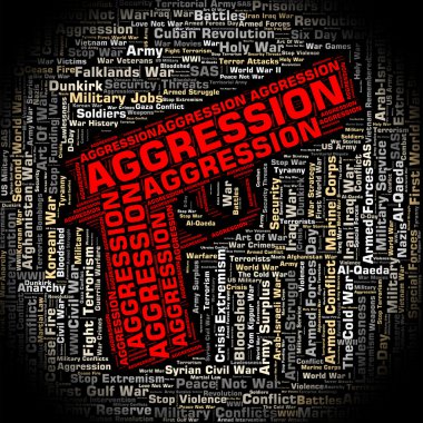 Aggression Word Represents Violence Wordcloud And Encroachment