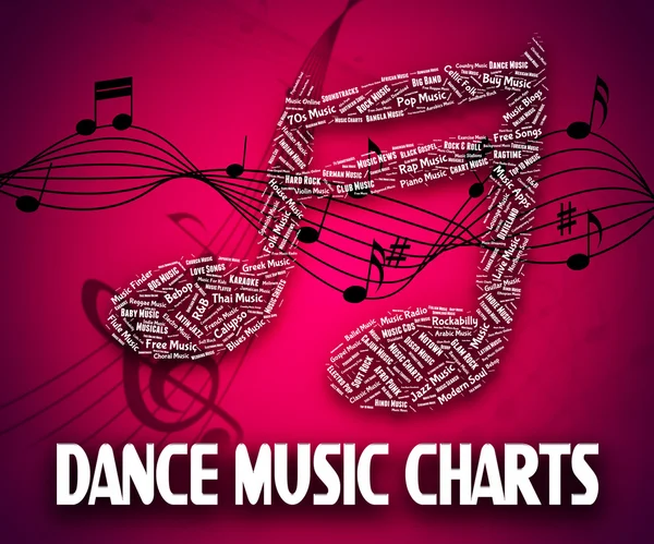 Dance Music Charts Means Hit Parade And Disco — Stock fotografie