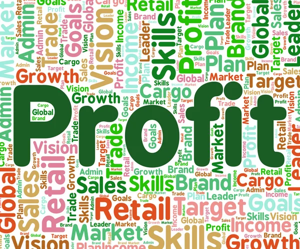 Profit Word Means Earns Profits And Wordcloud — Stock fotografie