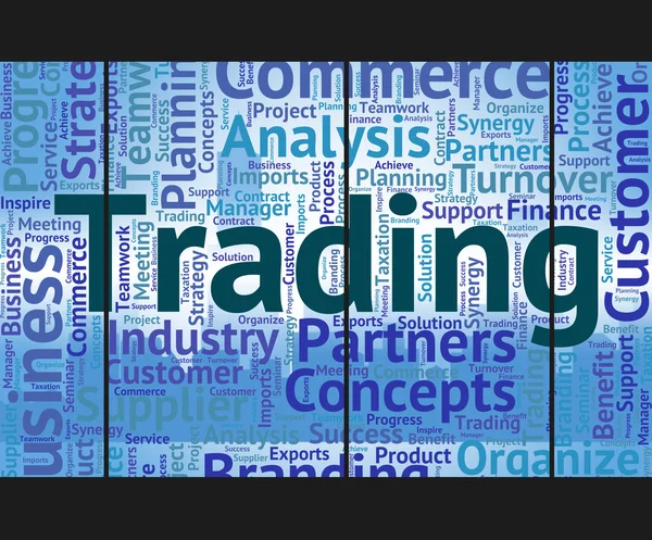 Trading Word muestra texto comercial y Wordclouds — Foto de Stock