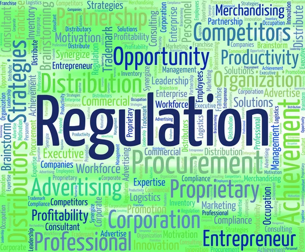 Regulierungswort zeigt herrschende Regeln und Statuten an — Stockfoto
