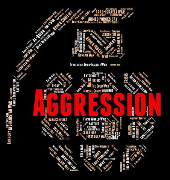 Aggression Word Indicates Assault Wordcloud And Warmongering — Stock fotografie