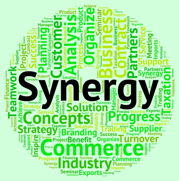 Synergy Word Indicates Working Together And Cooperation — Stock Photo, Image