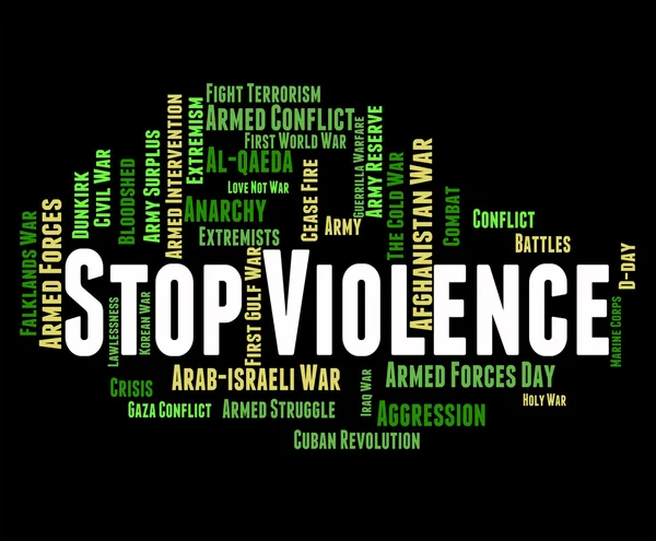 Остановить насилие означает предупреждающий знак и жестокость — стоковое фото