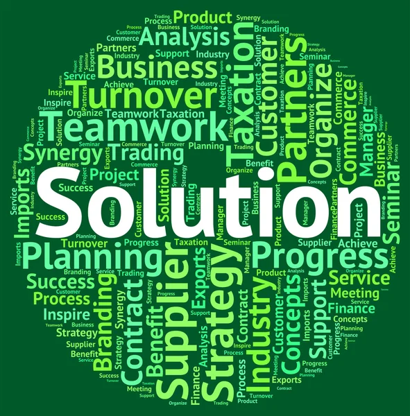 Solution Word Means Successful Succeed And Wordclouds — Stockfoto