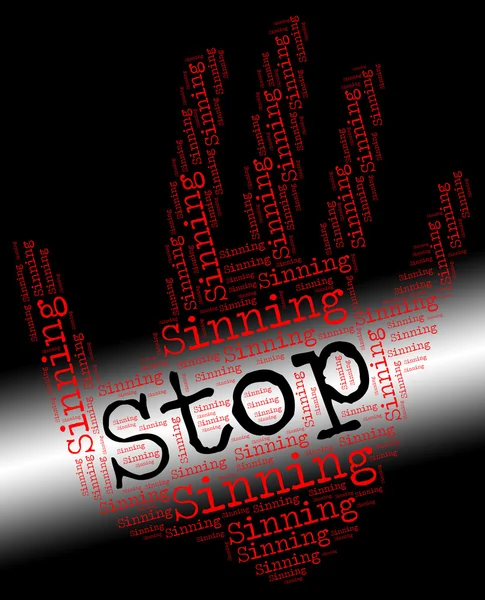 Stop Sinning Shows Warning Sign And Control — Stock Photo, Image