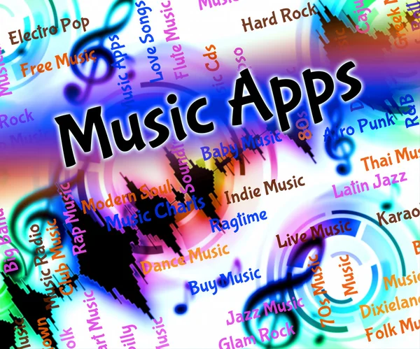 Aplicaciones de música Representa software de aplicaciones y aplicaciones — Foto de Stock