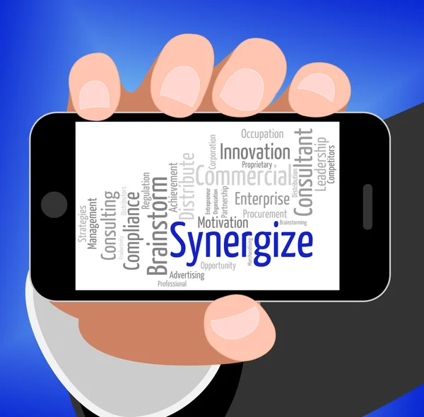 Synergize Word zeigt Zusammenarbeit und Zusammenarbeit — Stockfoto