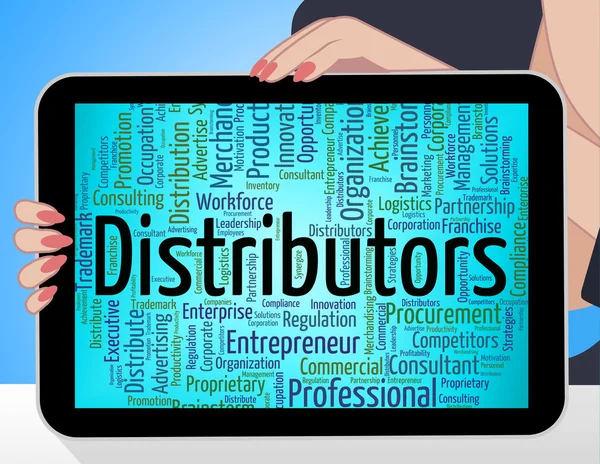 Distribuidores Word representa la cadena de suministro y distribuye — Foto de Stock