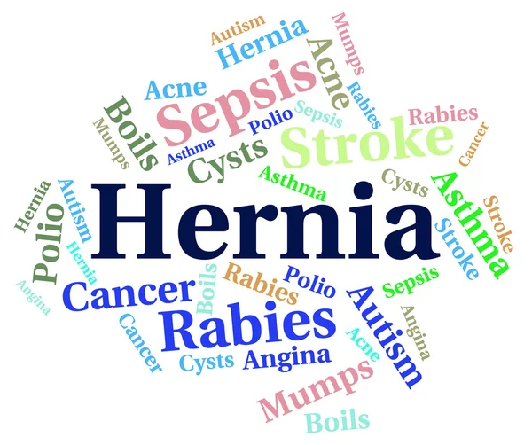 Hernia Word Shows Incisional Hernias And Disorders — Stockfoto