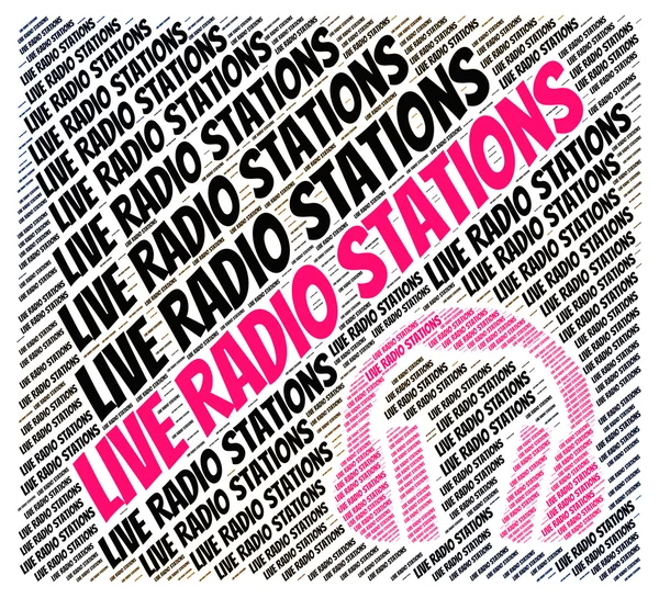 Live Radio Stations Indicates Sound Tracks And Media — Stok fotoğraf