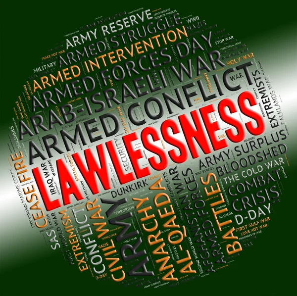 Lawlessness Word muestra Wordcloud insurreccional y Wordclouds — Foto de Stock