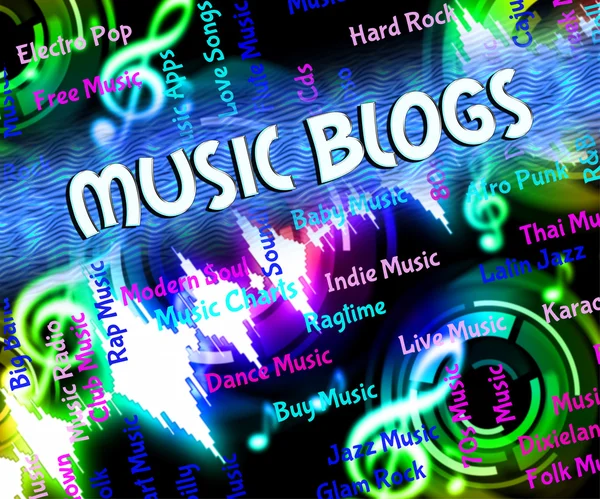 Music Blogs Represents Sound Track And Audio — Stockfoto