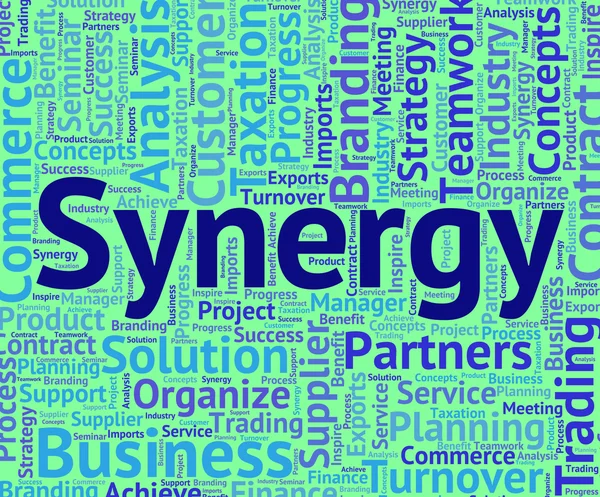 Synergie Mot signifie travail d'équipe et partenaire — Photo