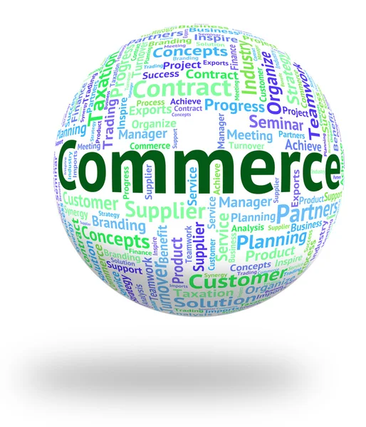 Commerce Word представляет торговую электронную коммерцию и покупку — стоковое фото