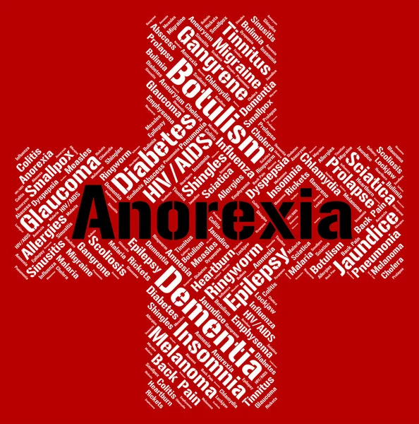 Anorexia Word Represents Food Aversion And Ailment — Zdjęcie stockowe