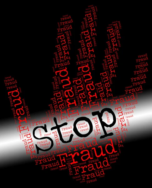 Arrêter la fraude représente signe d'avertissement et d'inconvénients — Photo
