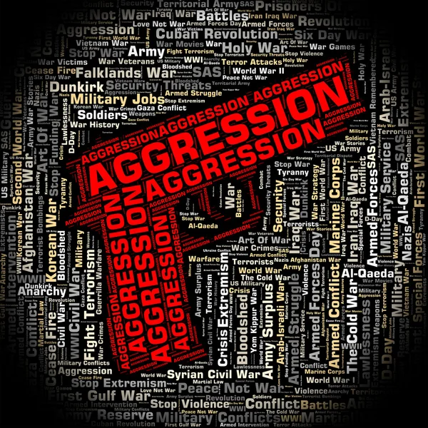 Aggression Word Represents Violence Wordcloud And Encroachment — Stock Fotó